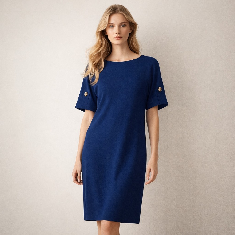 NWT Badgley Mischka Sz 6 Shift Dress Knee Length Work Office Short Sleeved $365